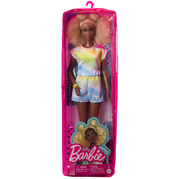PAPUSA BARBIE FASHIONISTA CU PAR AFRO BLOND