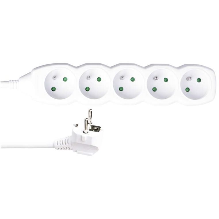 EMOS Hosszabbító kábel - 5 aljzat, 5 m, 3× 1,5 mm2, fehér (1902050508)