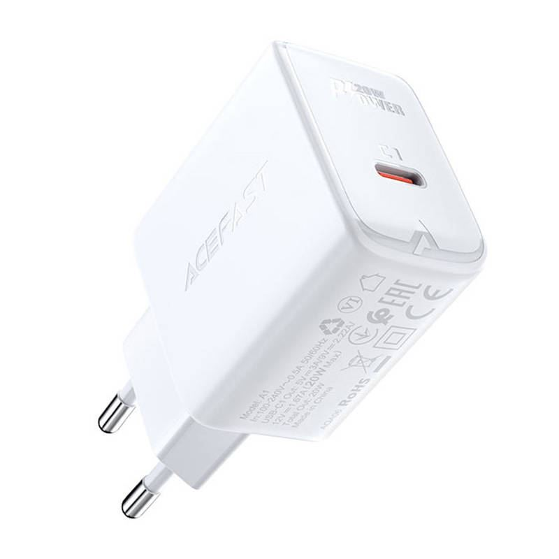 ACEFAST A1 hálózati töltő 1xUSB-C, 20W fehér (A1 white)