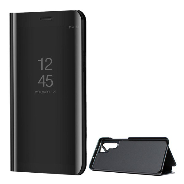 Tok álló (aktív FLIP, oldalra nyíló, asztali tartó funkció, tükrös felület, Mirror View Case) FEKETE [Huawei P30 Pro]