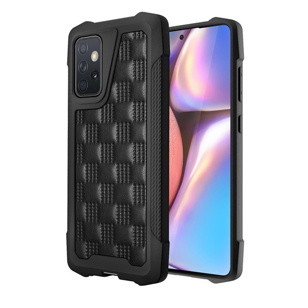 Defender műanyag telefonvédő (közepesen ütésálló, szilikon belső, 3D kocka minta) FEKETE [Samsung Galaxy A72 5G (SM-A726F)] (5996591087108)