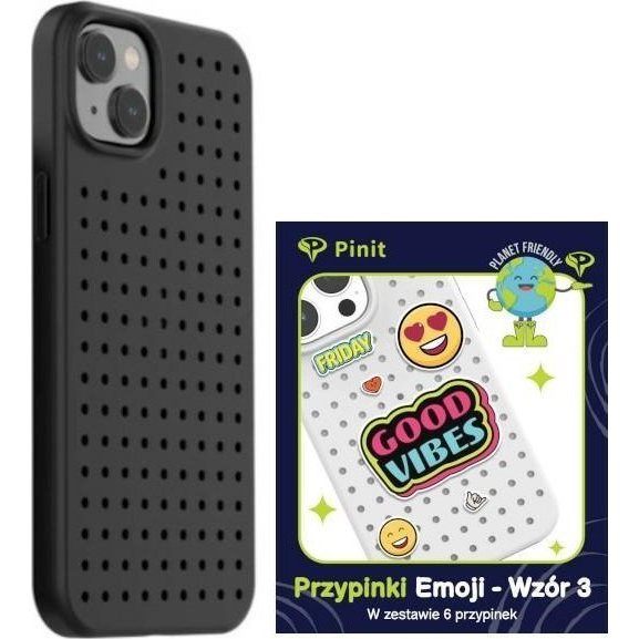Etui Pinit Dynamic + Emoji Pin iPhone 14 Plus / 15 Plus 6.7" Fekete Minta 3 Tok (KAT06696)