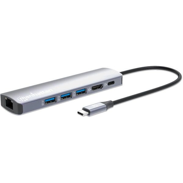 Manhattan 153959 laptop dock & poortreplicator Bedraad USB 3.2 Gen 1 (3.1 Gen 1) Type-C Zilver