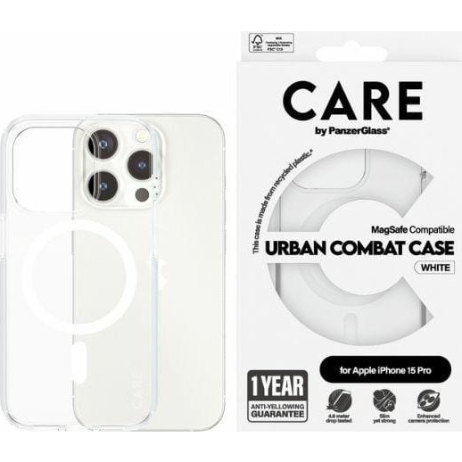 PanzerGlass Urban Combat iPhone 15 Pro MagSafe Telefon tok - Átlátszó / Fehér (1418)