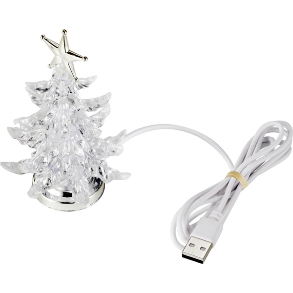 Sygonix USB-s karácsonyfa, RGB átlátszó/ezüst (SY-4722058)