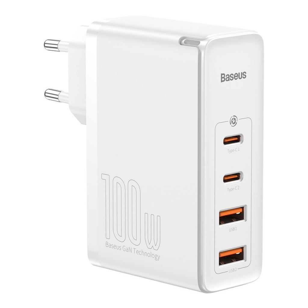 Baseus GaN2 Pro fali töltő, 2x USB + 2x USB-C, 100W, EU, fehér (CCGAN2P-L02) (CCGAN2P-L02)
