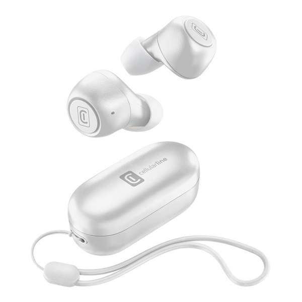 CELLULARLINE PICK bluetooth fülhallgató SZTEREO (v5.0, TWS, mini, mikrofon, zajszűrő + töltőtok + csuklópánt) FEHÉR (BTPICKTWSW) (BTPICKTWSW)