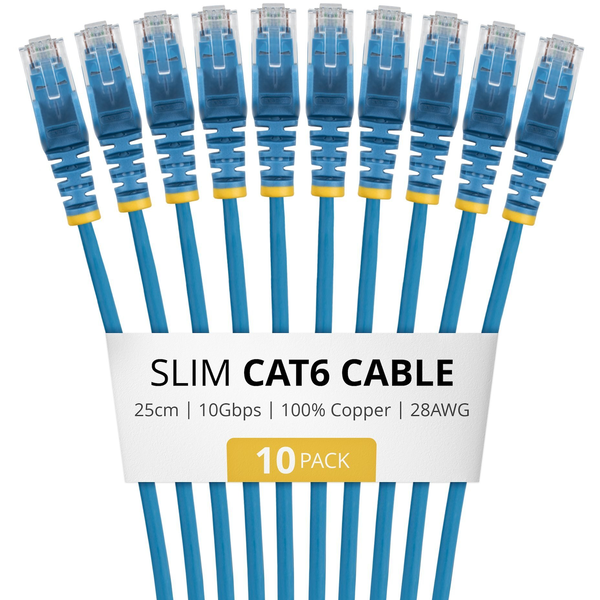 StarTech.com N6PAT25CMBLS10PK cavo di rete Blu 0,25 m Cat6 U/UTP (UTP)
