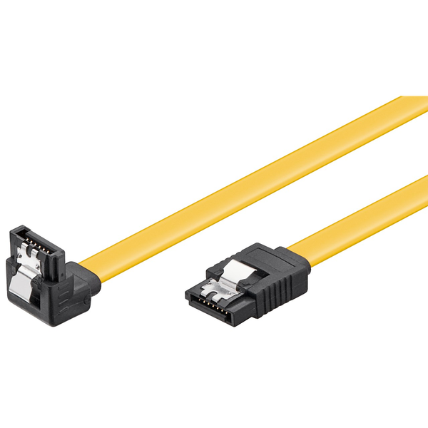 SATA Goobay 0.30m 6GBs 90Â° hoek met clip Geel