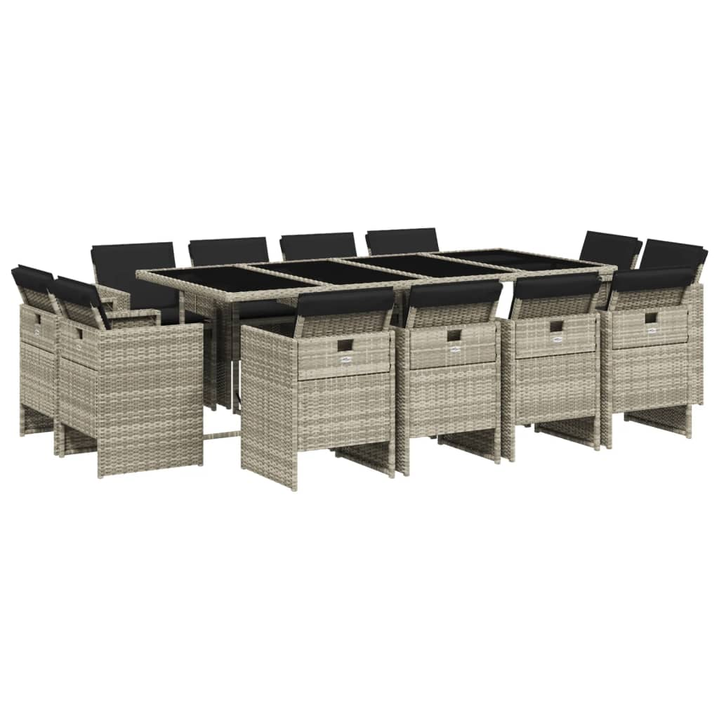 13 részes szürke polyrattan kerti étkezőgarnitúra párnákkal (3277810)