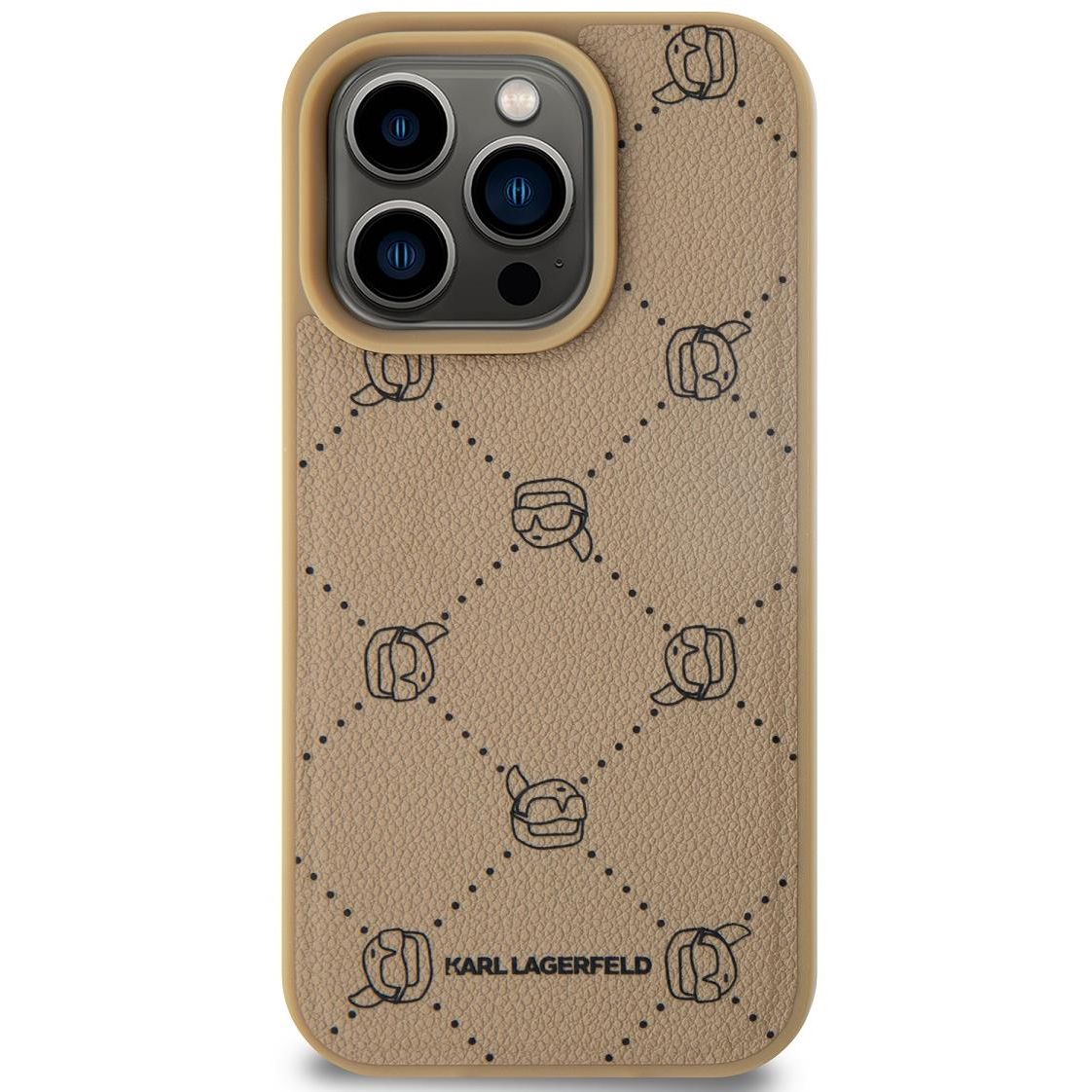 Karl Lagerfeld Karl Heads Pattern iPhone 15 Pro Max MagSafe bézs PU tok (KLHMP15XPGKHPHE)
