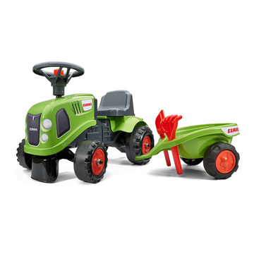 Falk: Baby Claas lábbal hajtós traktor utánfutóval és kiegészítőkkel - világoszöld (212C) (212C)