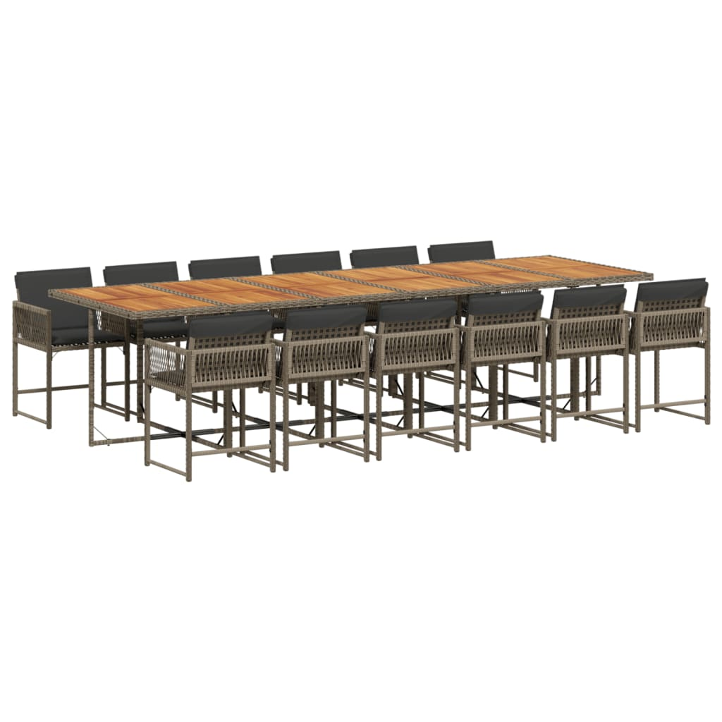13 részes szürke polyrattan kerti ülőgarnitúra párnákkal (3211490)