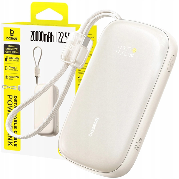 Baseus EnerFill FC21 QPow 3 Ultra 20000mAh 22.5W Power Bank, Bézs