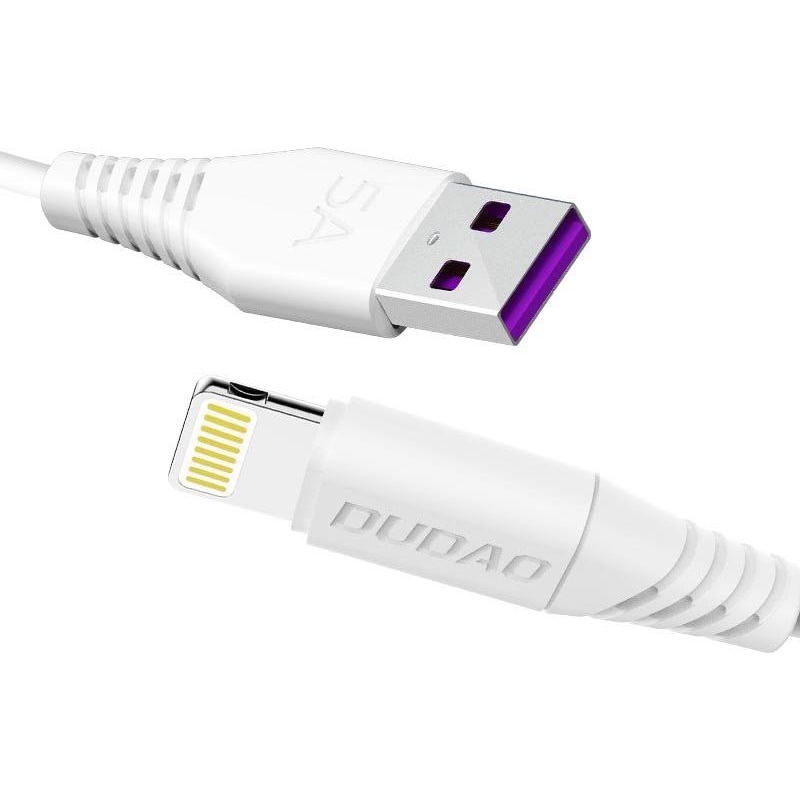 Dudao USB/Lightning FASST Töltő Adatkábel 5A 1 m Fehér L2L 1 m Fehér (52134)