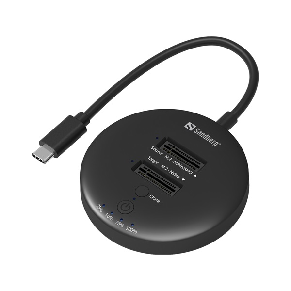 Sandberg 136-72 Station d'accueil de disques de stockage USB 3.2 Gen 2 (3.1 Gen 1) Type-C Noir