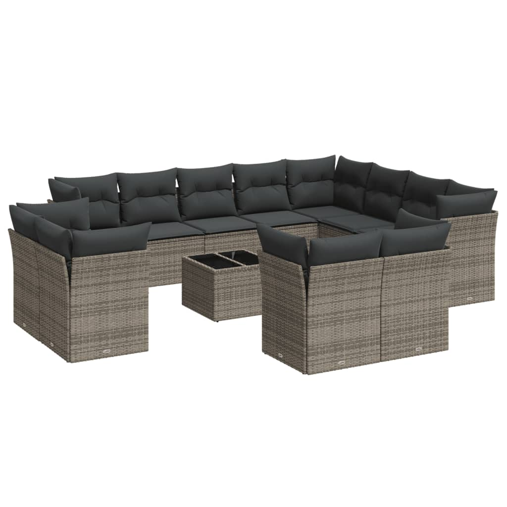 13 részes szürke polyrattan kerti ülőgarnitúra párnákkal (3218540)