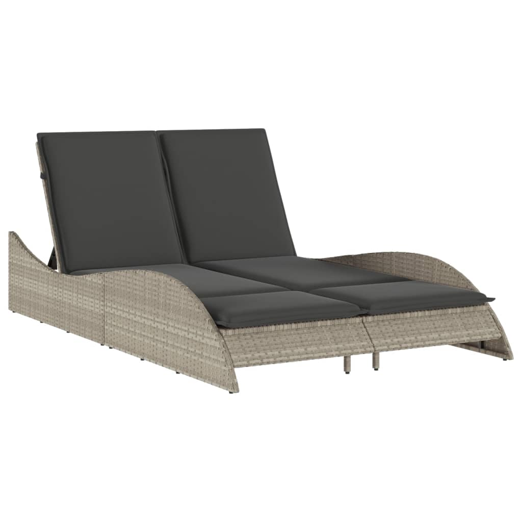 világosszürke polyrattan napozóágy párnákkal 114x205x73 cm (368292)