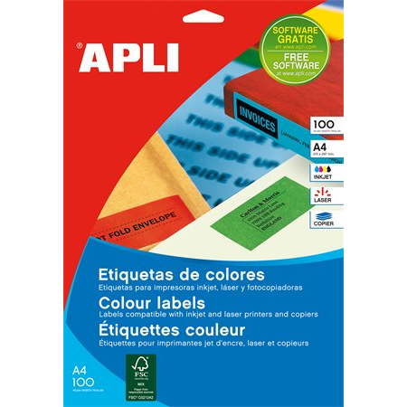Apli 210x297mm színes Etikett 100 etikett/csomag Zöld (11841)