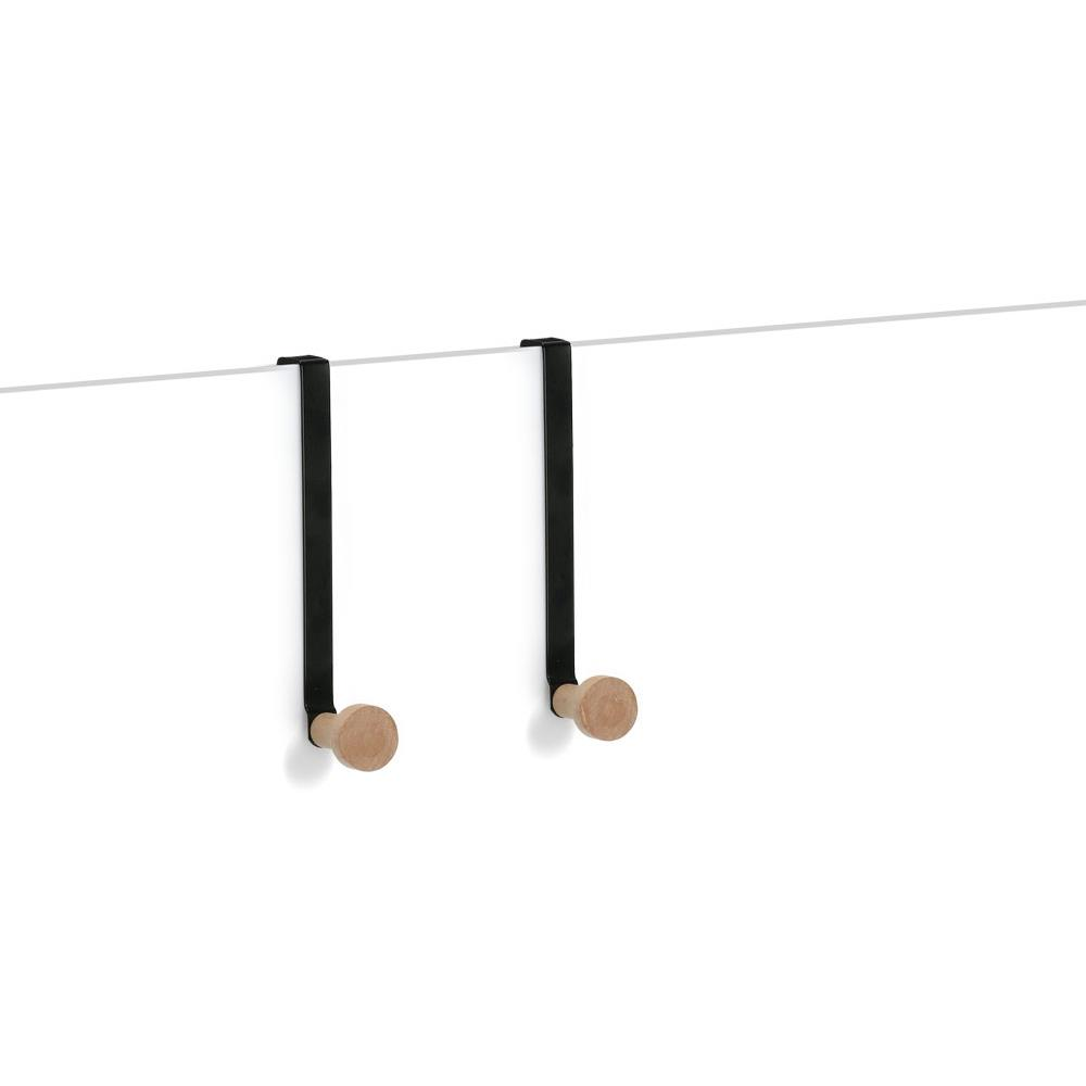 Zeller Ajtóra akasztható kampó, 2 db, 3×9×18 cm, fekete (13835)