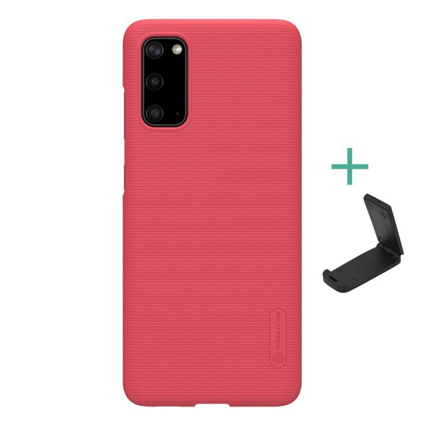 NILLKIN SUPER FROSTED műanyag telefonvédő (gumírozott, érdes felület + asztali tartó) PIROS [Samsung Galaxy S20 5G (SM-G981U)] (5996457934584)