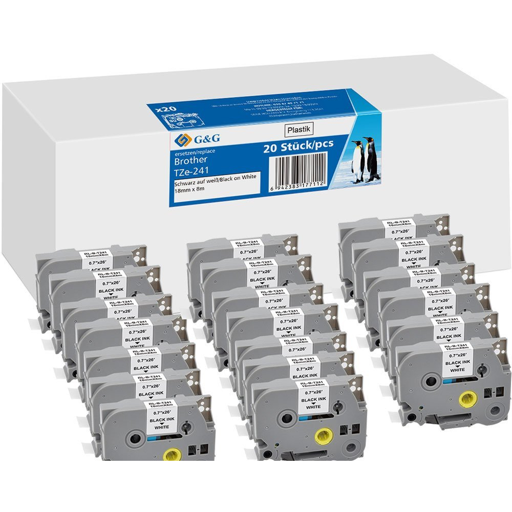 G&G Feliratozó szalag Szövegszín: Fekete (RL-B-T241-BK/WT20packs)