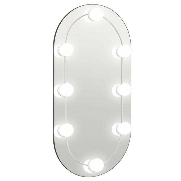 vidaXL Lustro z lampami LED, 60x30 cm, szklane, owalne