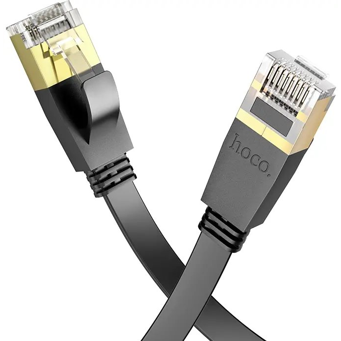 Kábel Hoco US07, Cat.6 RJ45 Gigabit Ethernet, plochý, 10 m, čierny