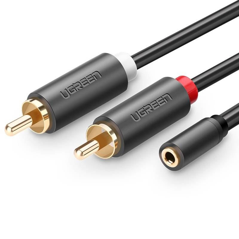 Ugreen 10588 audio kábel 1 M 2 x RCA 3.5mm Fekete (UG10588)