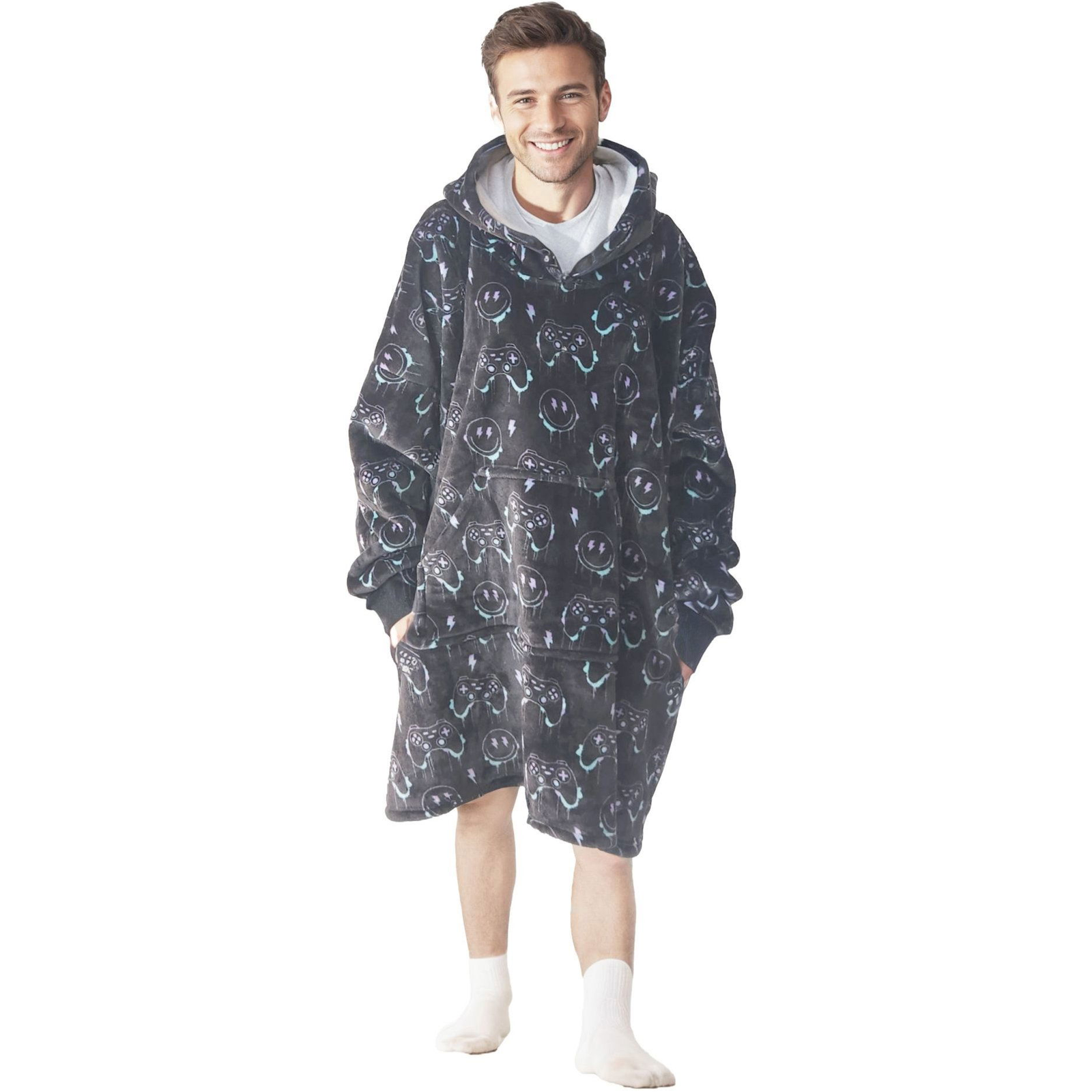 Cozy Noxxiez PC gamer print - warm TV sweatshirt blanket for teens and adults (8718274258899)