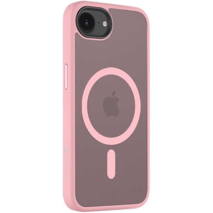 Apple iPhone 16e, Műanyag hátlap védőtok + szilikon keret, közepesen ütésálló, Magsafe kompatibilis, Tactical MagForce Hyperstealth, áttetsző/rózsaszín (TS11582)