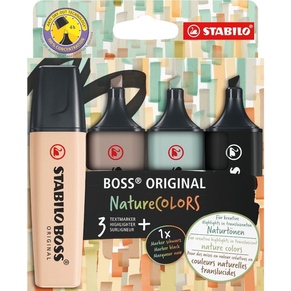 Stabilo Boss оригинален комплект хайлайтъри NatureColors, 2-5 мм, 4 неутрални цвята