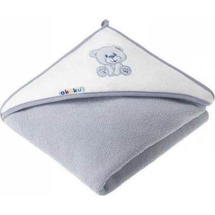 AKUKU baba törülköző 100 × 100 szürke, mackóval (ALA1258)