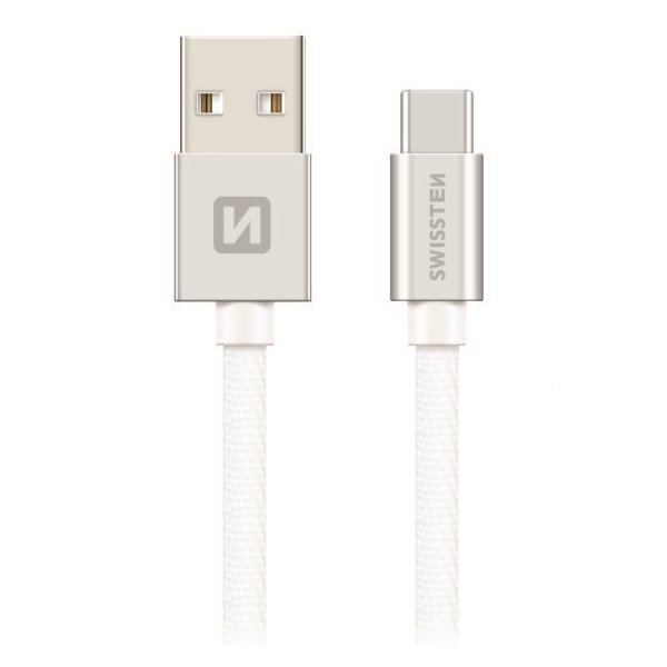 Swissten 71521203 USB-A apa - USB-C apa Adat- és töltőkábel 1.2m - Fehér