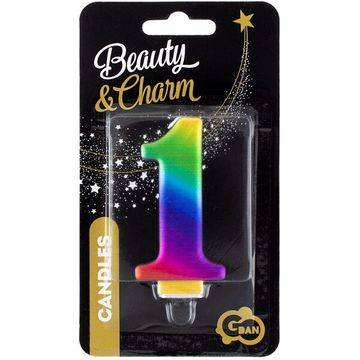 Godan Szivárvány színű születésnapi gyertya, 8 cm - 1 (PF-SCG1) (PF-SCG1)