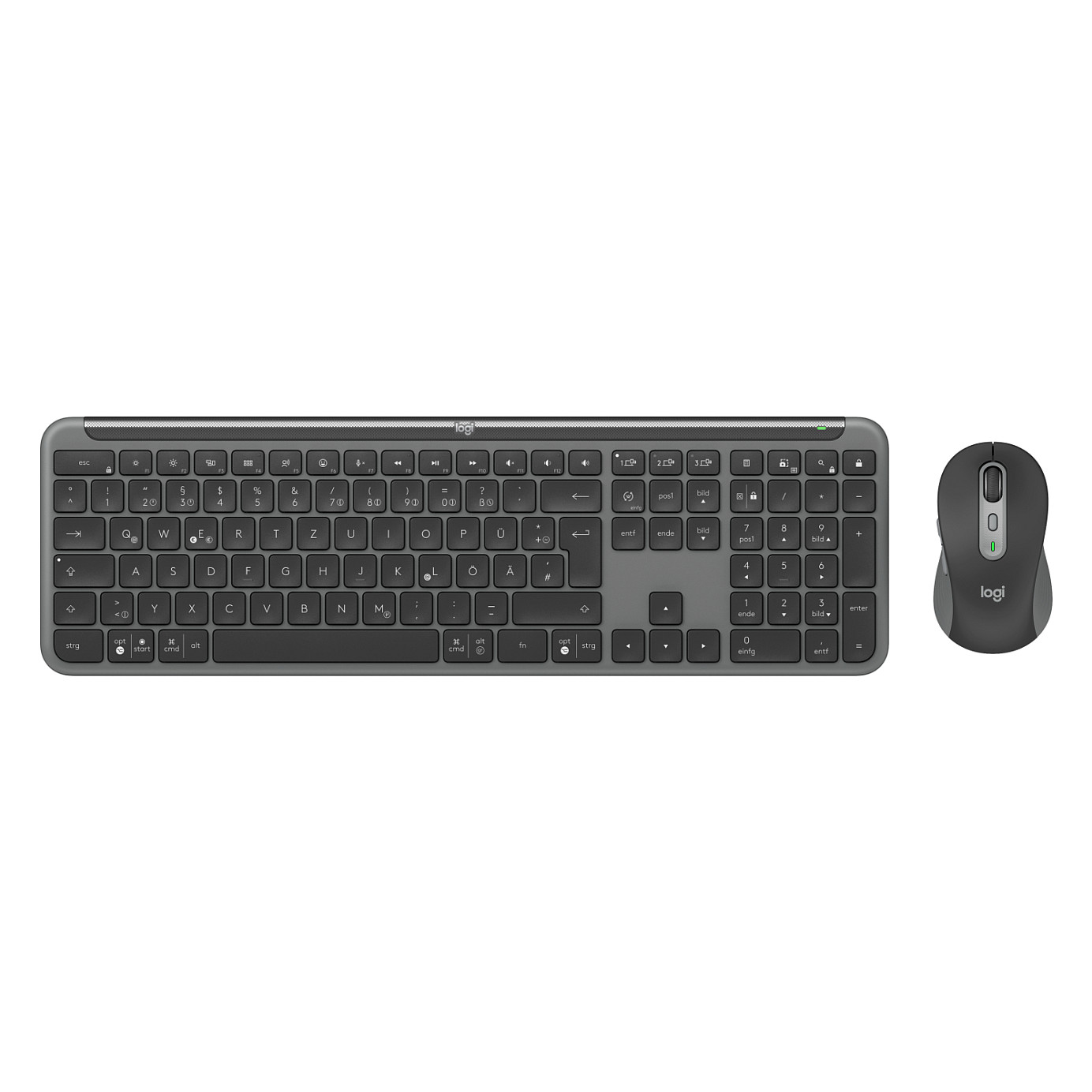 Комплект клавиатура и мишка Logitech Signature Slim Combo MK950 — 920-012483, немска подредба, графитен