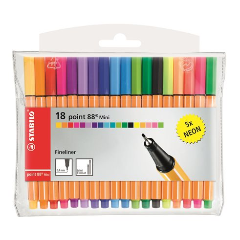 STABILO point 88 Mini fineliner Fin Flerfarvet 18 stk