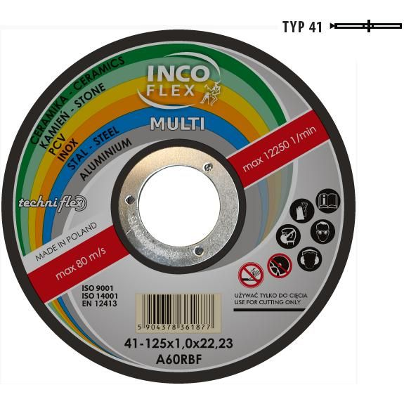  Techniflex tarcza uniwersalna metal, pcv, beton 125 x 1,6mm (M415-125-1.6-22A46Rm)