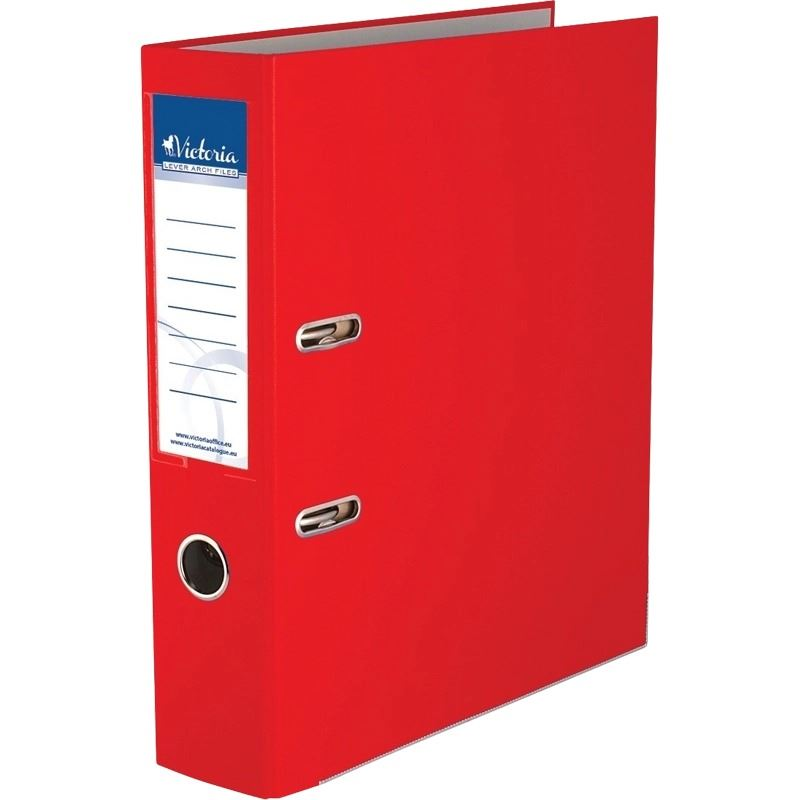 Victoria Basic iratrendező 75mm gerincvastagság, élvédő sínnel, A4 piros (IDI75P) (IDI75P)