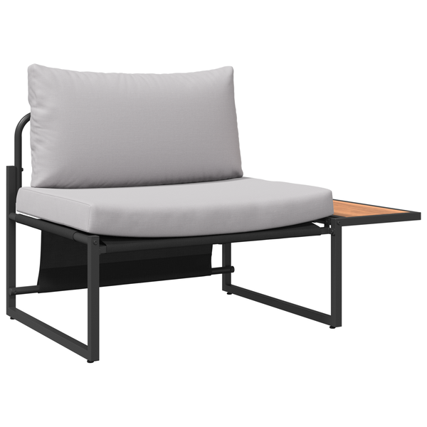 2 Részes Kerti Kanapé Szett Egyszemélyes Világosszürke Párnákkal