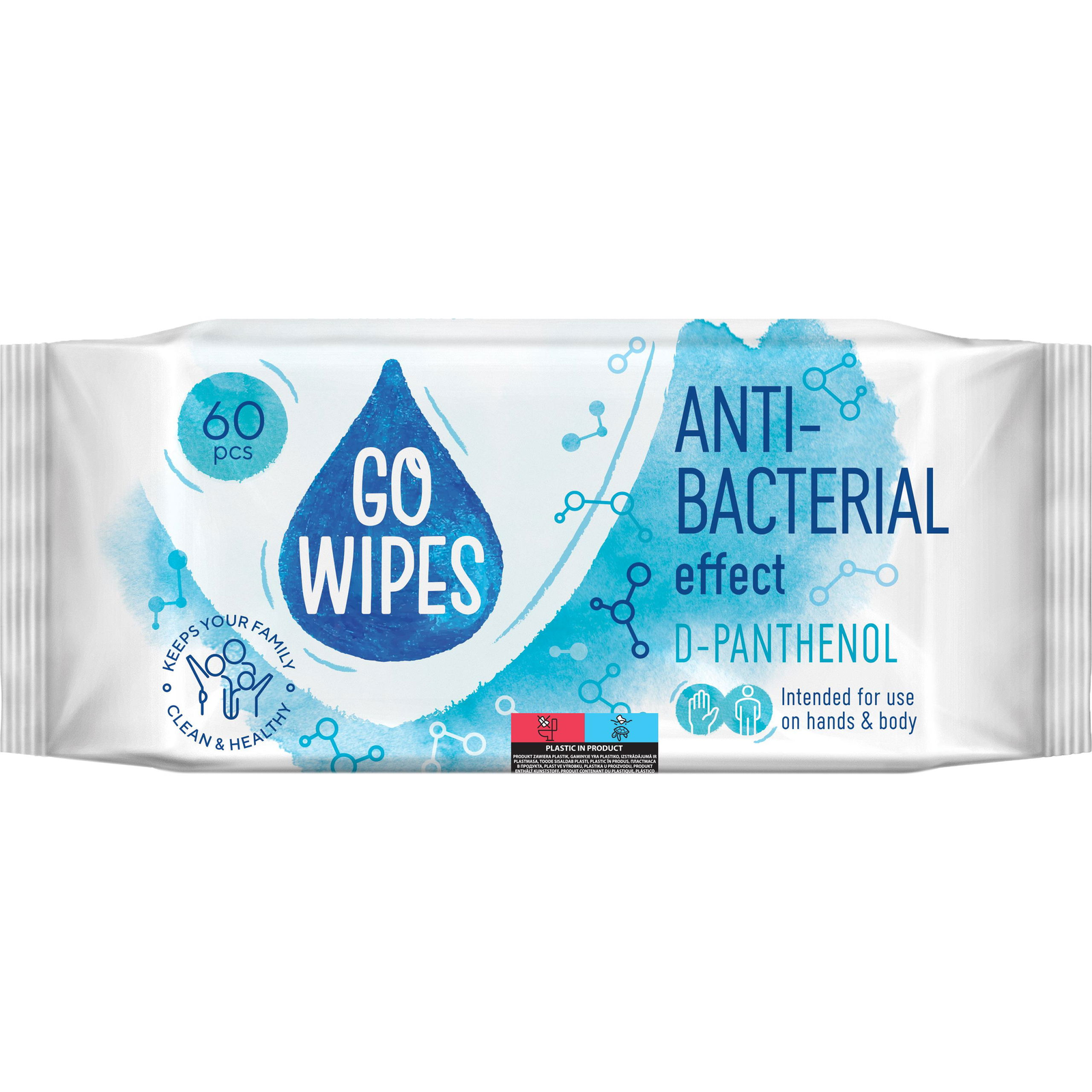 GoWipes nedves antibakteriális törlőkendők 60 db (4823071644609)