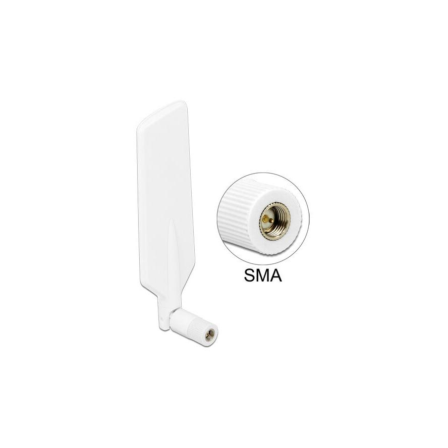 LAN Delock 12430 LTE WLAN Dual Band SMA 1 ~ 4 dBi mindeirányú flexibilis antenna - Fehér (12430)