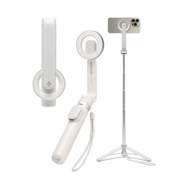 Spigen S571W szelfibot (tripod állvány, állítható, bluetooth távkioldó, MagSafe, 16.7-74cm) BÉZS Apple iPhone 12 / iPhone 12 Pro / iPhone 12 Pro Max (AMP07657)