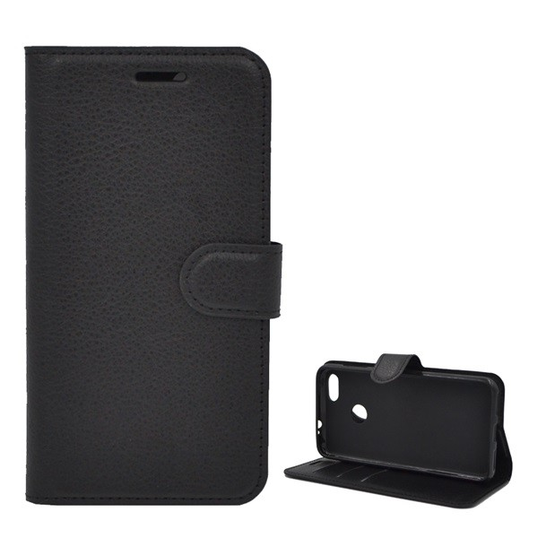 Tok álló, bőr hatású (FLIP, oldalra nyíló, asztali tartó funkció, prémium) FEKETE [Huawei P9 Lite Mini] (5996457726868)