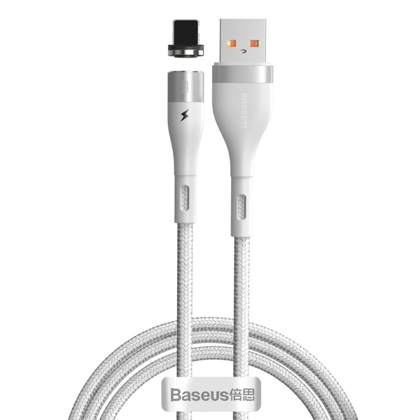 Кабел Baseus Zinc, USB към Lightning, магнитен, 1m, 2.4A, бял