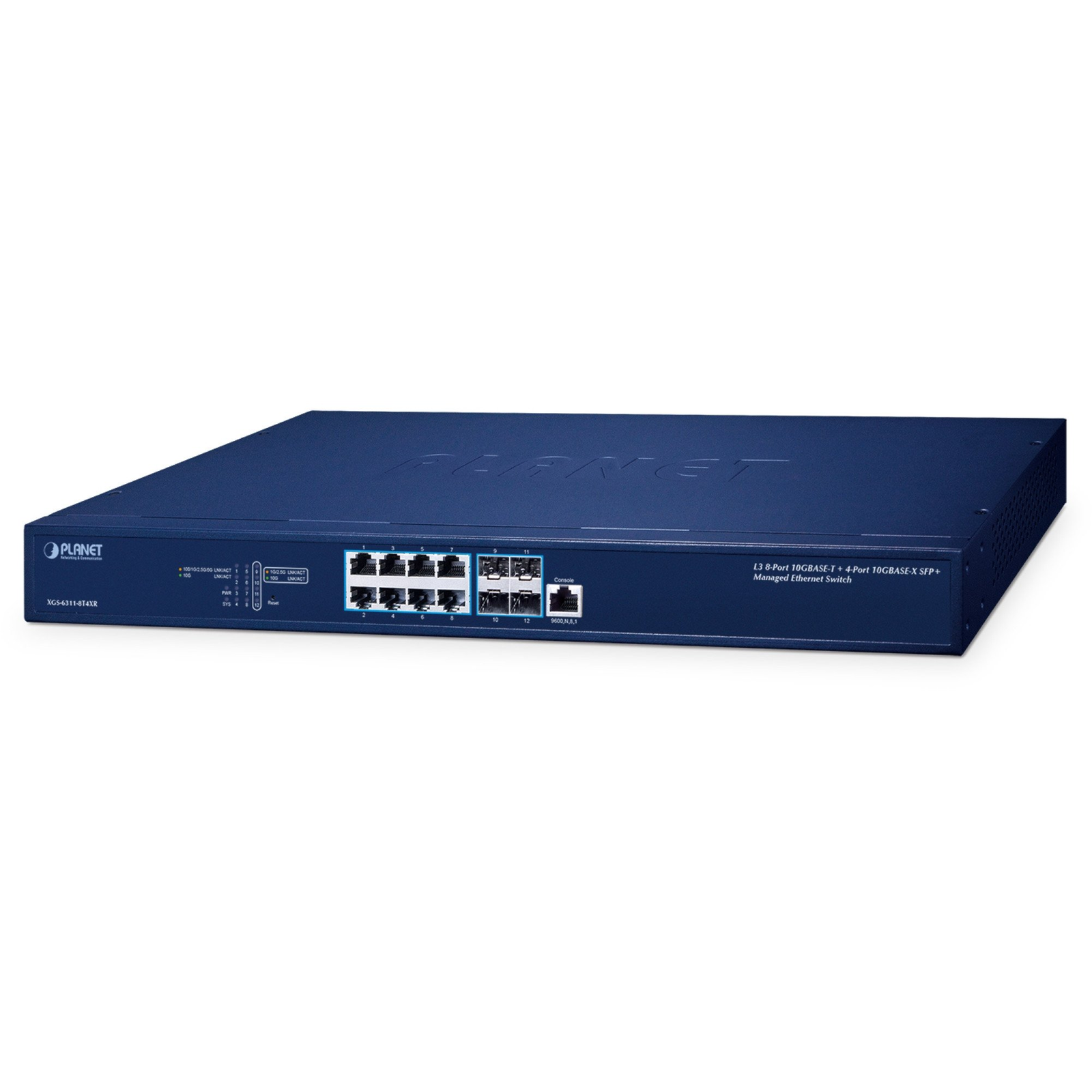 PLANET Netzwerkgeräte Vezérelt L3 5G Ethernet (100/1000/5000) 1U Kék (XGS-6311-8T4XR)