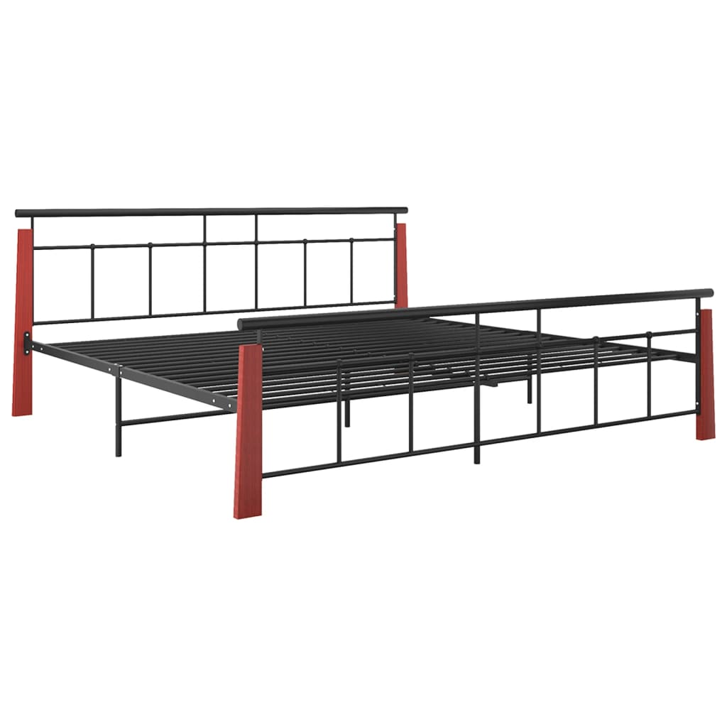 fém és tömör tölgyfa ágykeret 200 x 200 cm (324896)