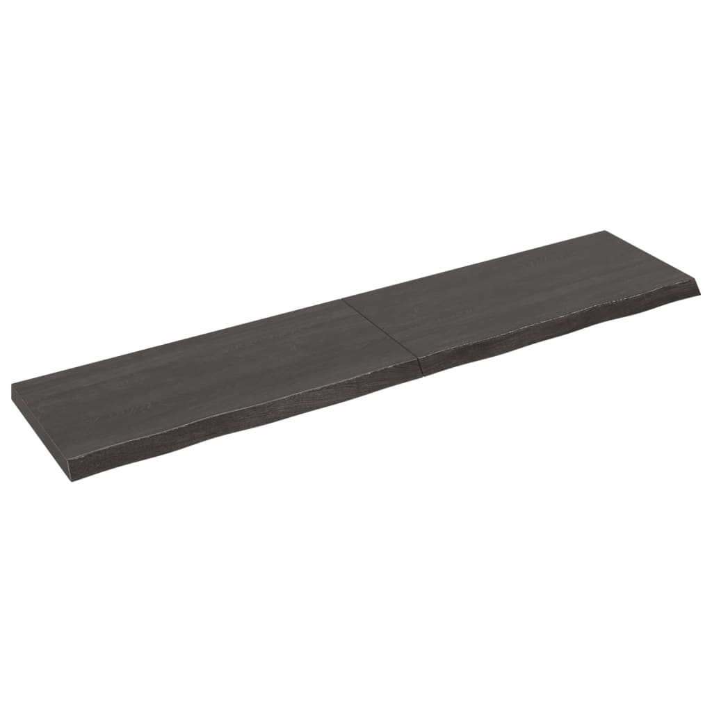 sötétbarna kezelt tömör tölgyfa fali polc 220 x 50 x (2-6) cm (363857)