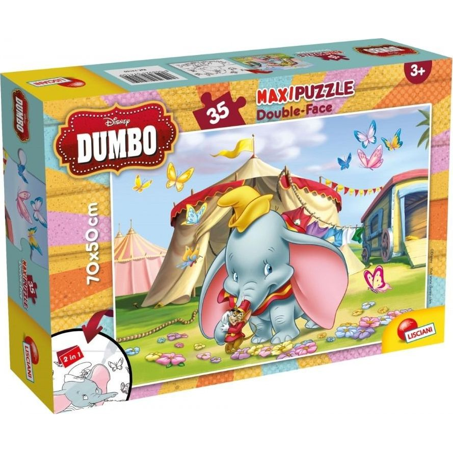 Disney Dumbo 2 az 1-ben 35db-os maxi puzzle és színező 70x50cm - Lisciani (304-74150)