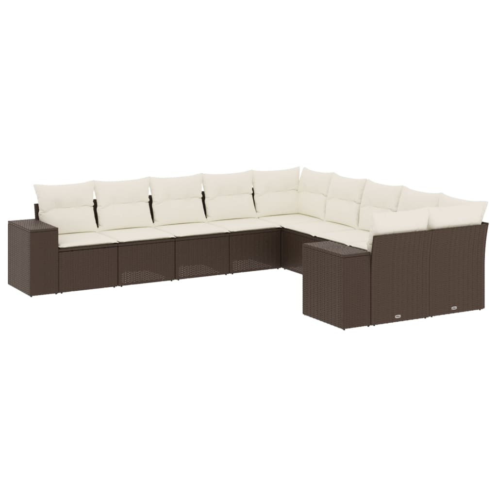 10 részes barna polyrattan kerti ülőgarnitúra párnákkal (3223112)